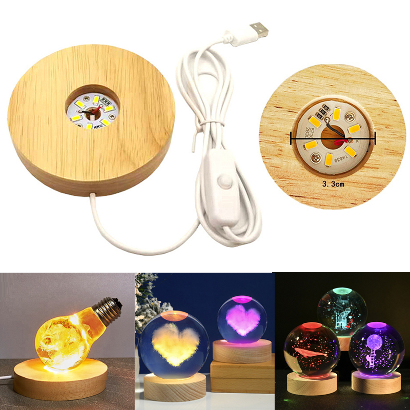 Lighting Decoration Stand - Lampu LED warna-warni kayu bulat Display