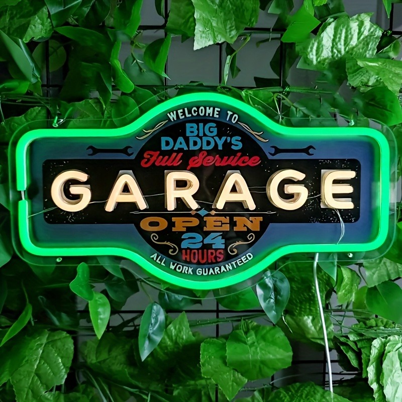 Garage Lighting Decor - Garasi Retro LED Tanda Neon UV