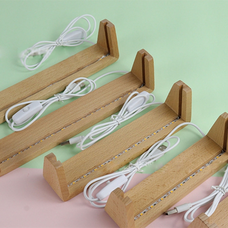 Lighting Decoration Stand - 5/6/7/8/10 Inci Kayu Bentuk Lampu LED