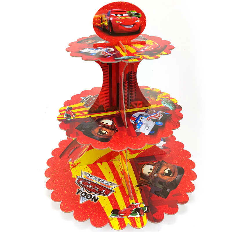 Lighting Mcqueen Decor - Tempat Cupcake Kertas 3 Tingkat Motif