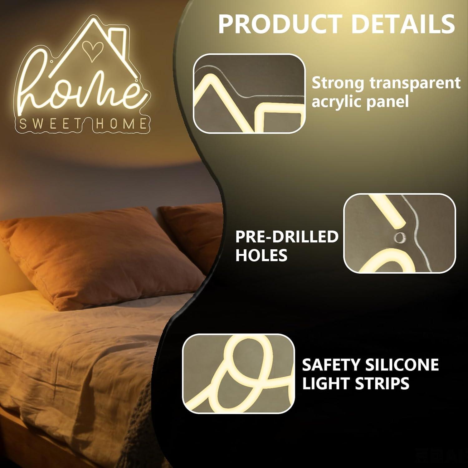 Lampu LED Neon Sweet Home USB  - Lighting Decor For House ulasan dan harga