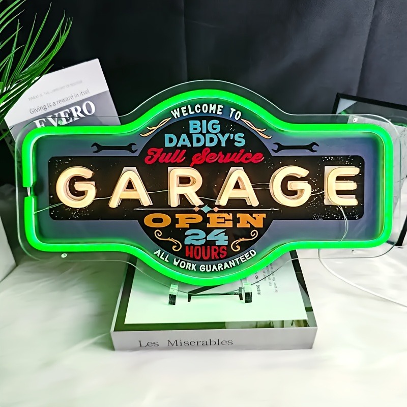 Garasi Retro LED Tanda Neon UV - Garage Lighting Decor ulasan dan harga
