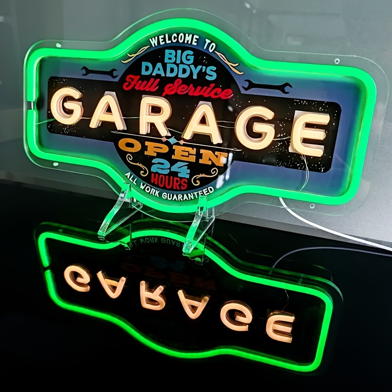 Garasi Retro LED Tanda Neon UV - Garage Lighting Decor ulasan dan harga
