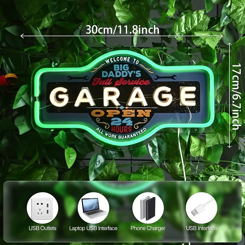 Garasi Retro LED Tanda Neon UV - Garage Lighting Decor ulasan dan harga