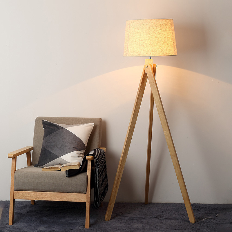 Lampu Lantai Kayu Nordic Lampu - Floor Lamp Tripod ulasan dan harga