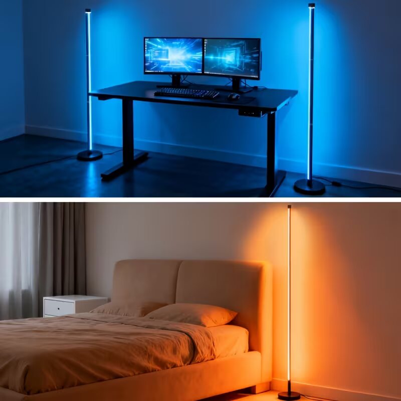 Lampu Lantai Sudut LED RGBIC,  - Floor Lamp Tripod ulasan dan harga